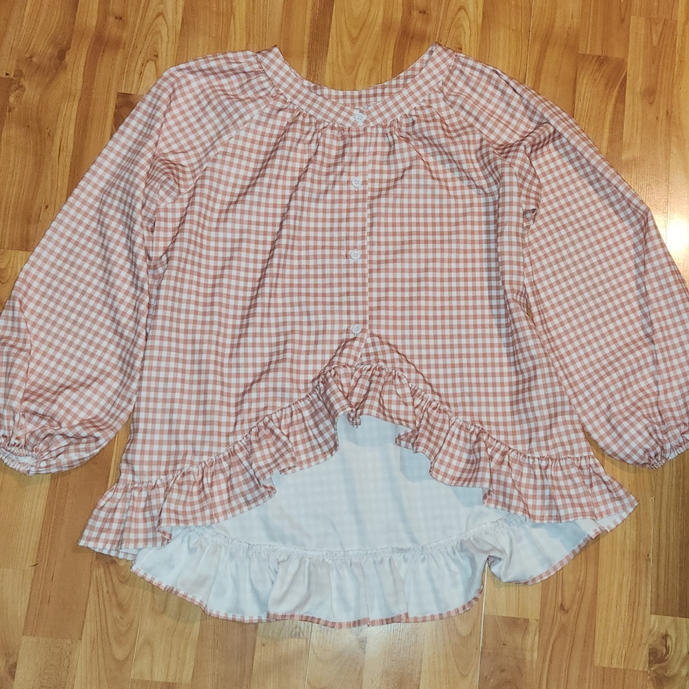 Gingham Ruffle Pajama Set - Pink - Picture 2 of 4